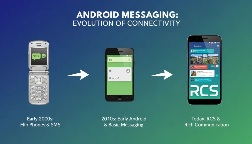 Timeline showing the evolution of messaging on Android devices