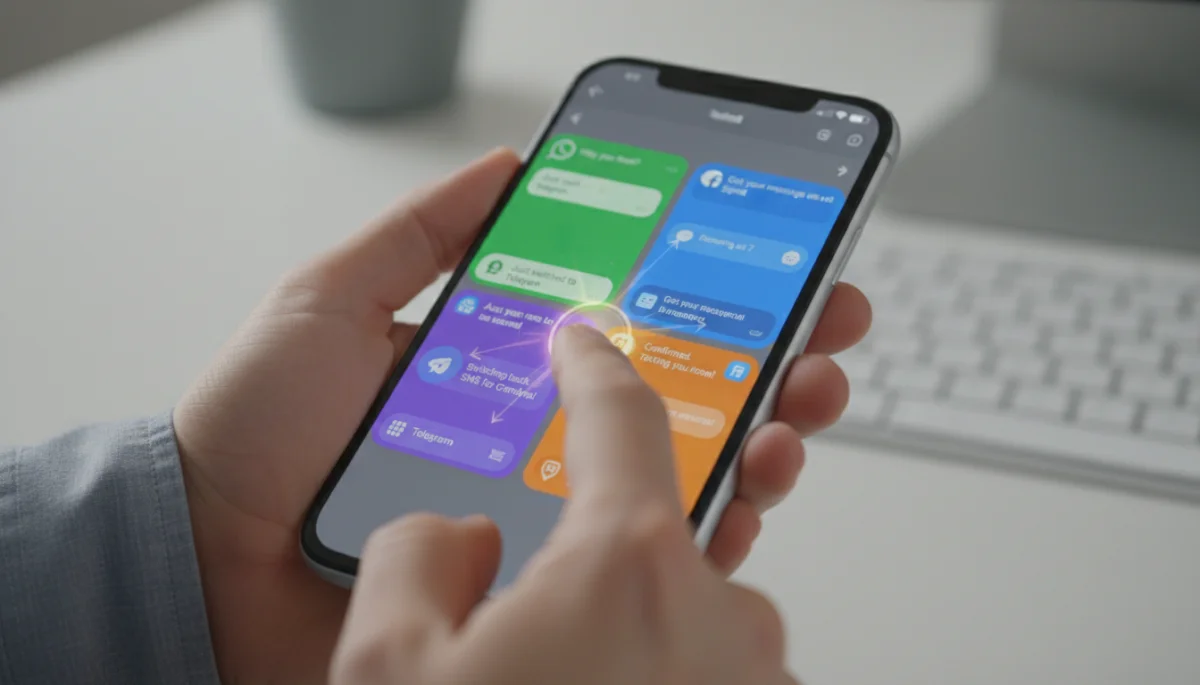 User communicating across multiple messaging apps on a smartphone