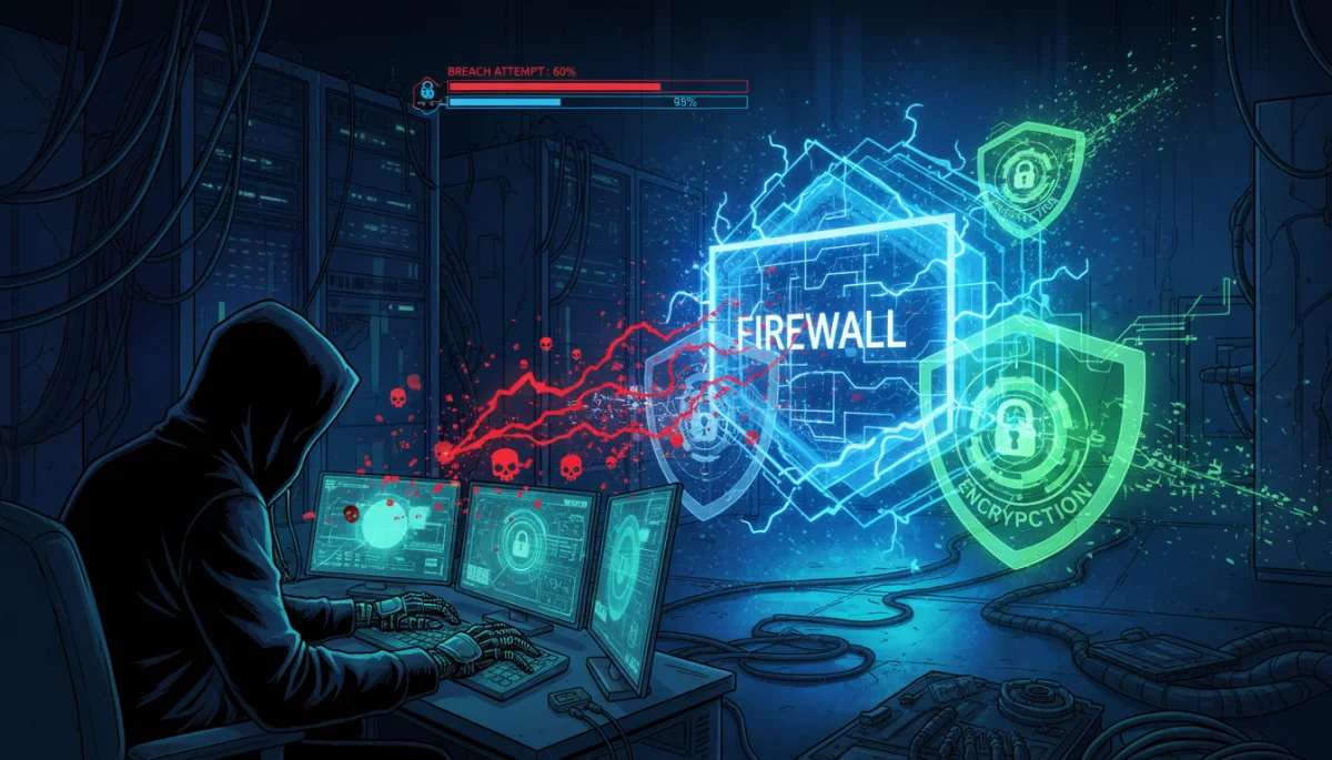 Cybersecurity defense mechanisms protecting against messaging app data breaches.