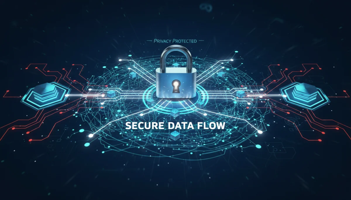 Digital data privacy and security padlock over network connections