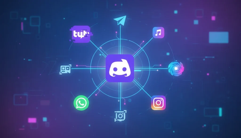 Illustration of diverse entertainment messaging app icons connecting users with shared interests.