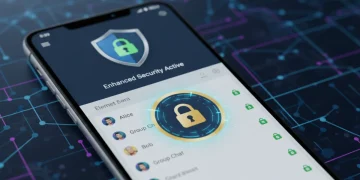 Element Messenger interface with security icons, symbolizing robust data protection.