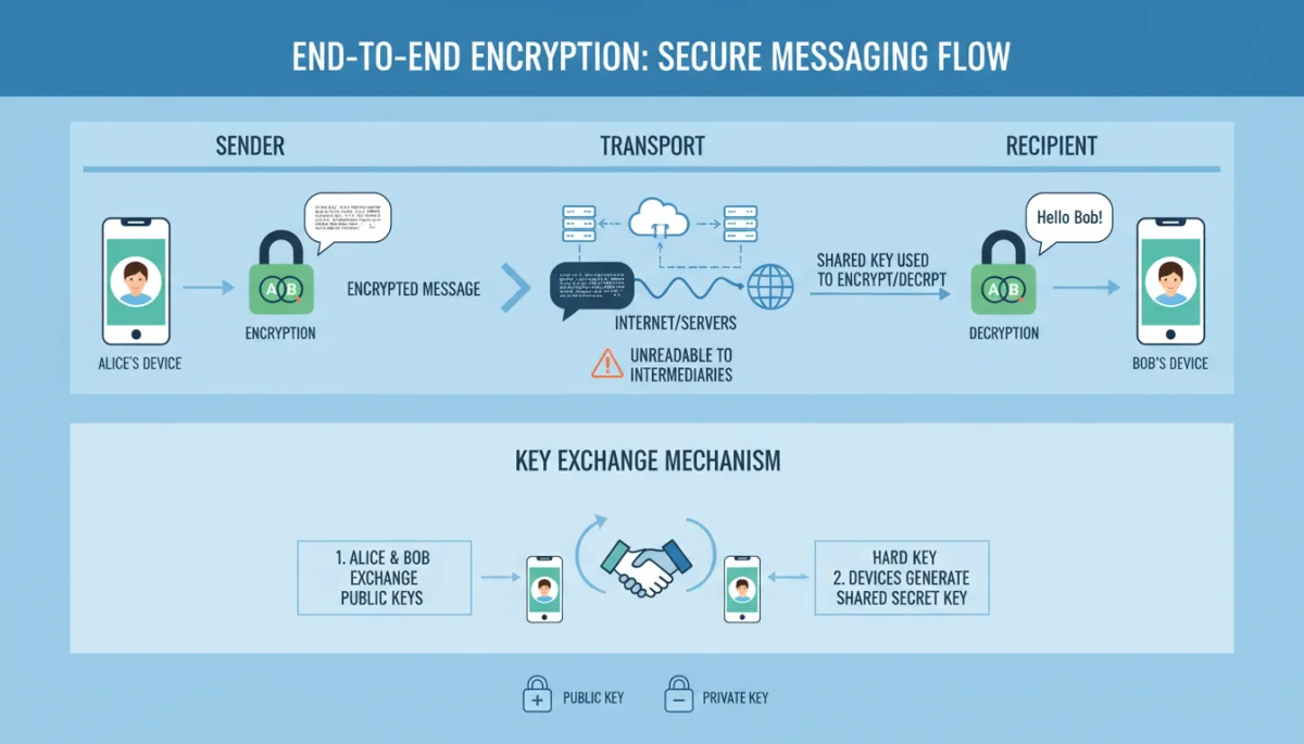 Diagram illustrating end-to-end encryption process