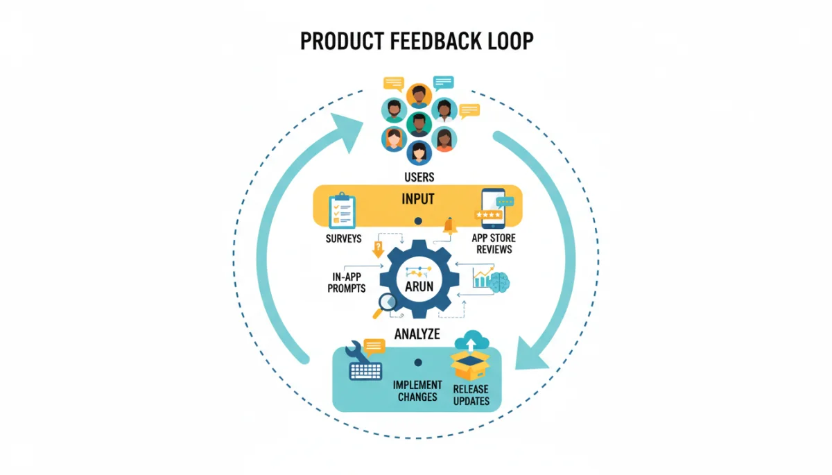 Infographic illustrating the continuous feedback loop in app development