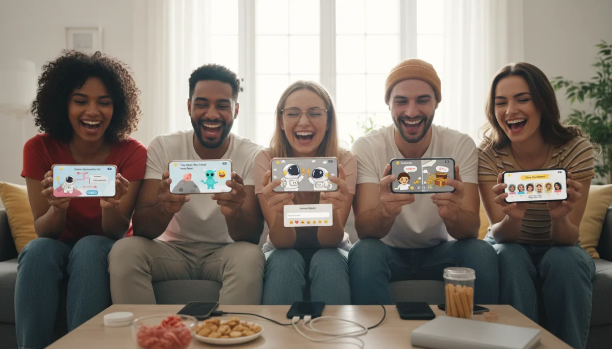 Friends engaging with interactive stories on messaging apps
