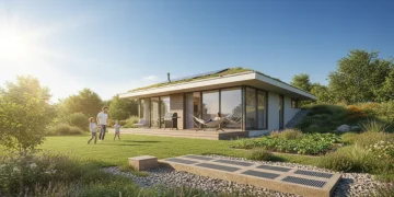 Modern home with geothermal heating system showcasing energy efficiency and sustainability