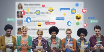 Diverse users engaging in lively group chat on social network platforms.