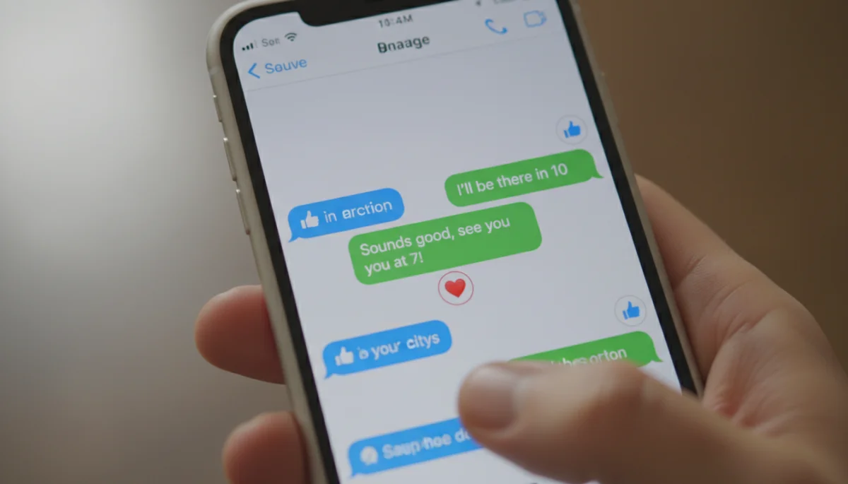 Smartphone screen showing iMessage conversation with new green bubble features