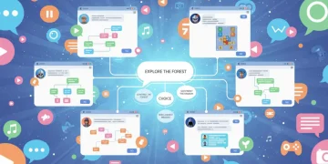 Dynamic chat interface showing interactive story choices and character interactions