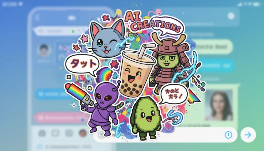 LINE App AI stickers and effects in action, showcasing diverse expressions and creative digital enhancements.