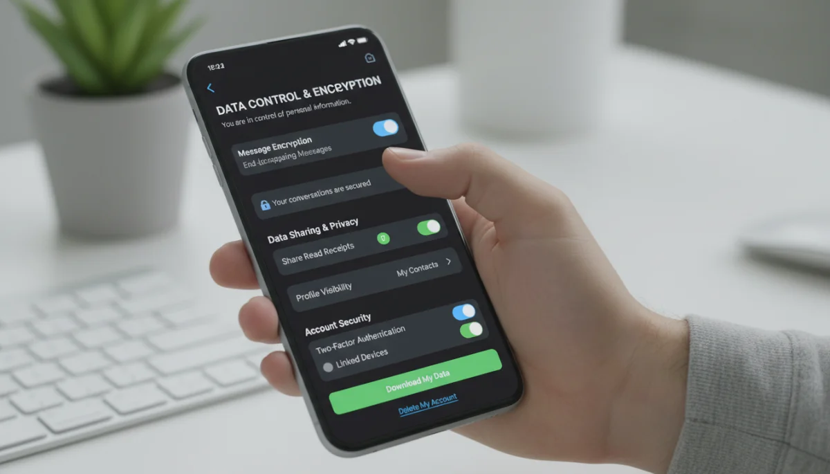 User adjusting privacy settings in a messaging app for data control