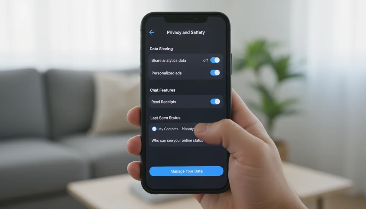 User adjusting privacy settings on a messaging app on a smartphone.