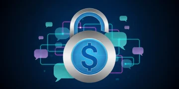 Digital padlock securing messaging app data, symbolizing enhanced security updates.
