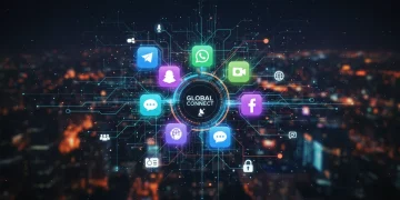 Interconnected messaging app icons symbolizing new features and social dynamics