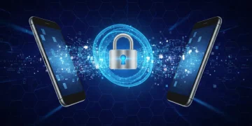 Secure digital communication flow with end-to-end encryption padlock
