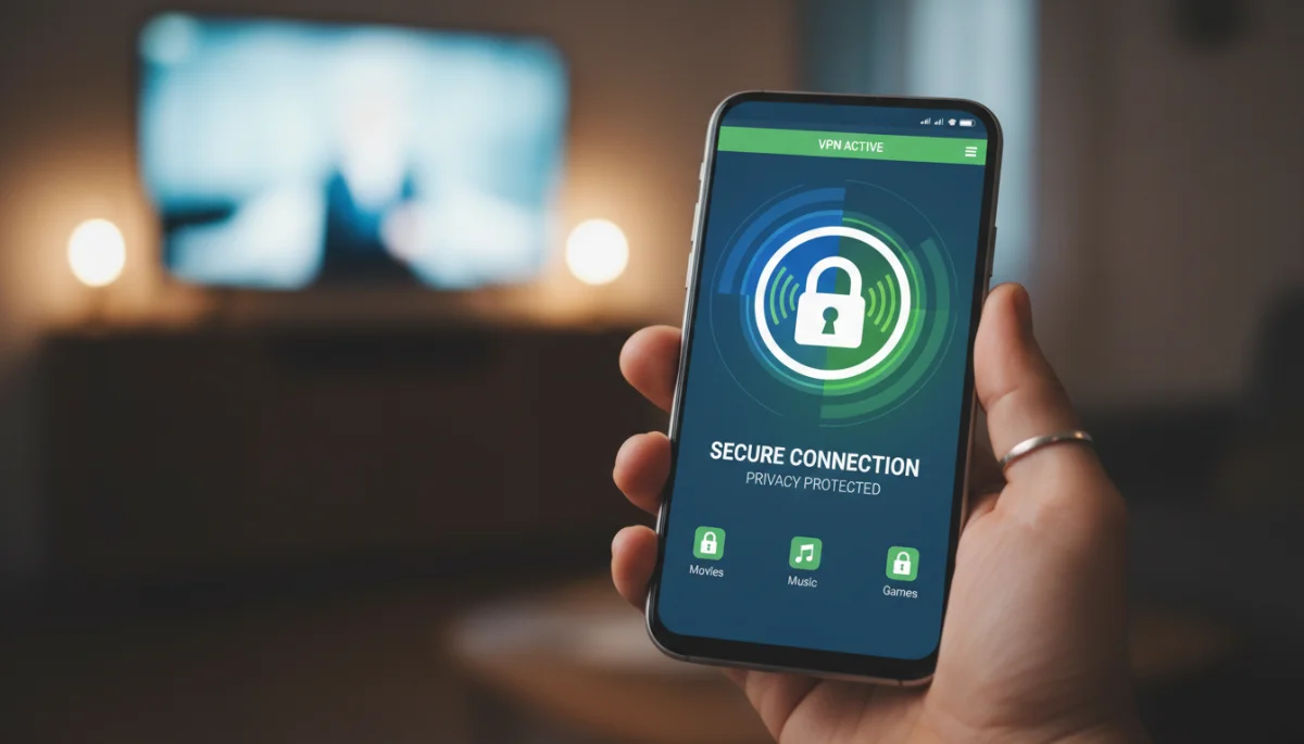 Secure browsing with VPN on a smartphone for entertainment