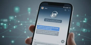 Smartphone screen showing a secure messaging app with encryption enabled