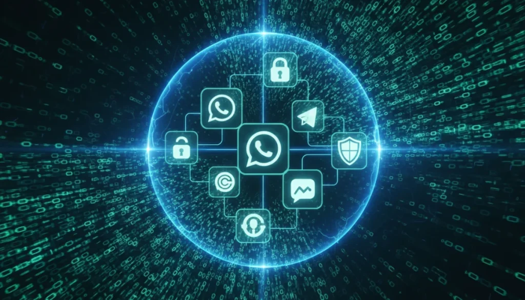Secure messaging apps comparison with padlock and shield icons