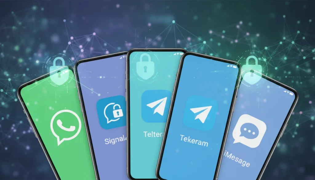 Secure messaging apps comparison on smartphone screens