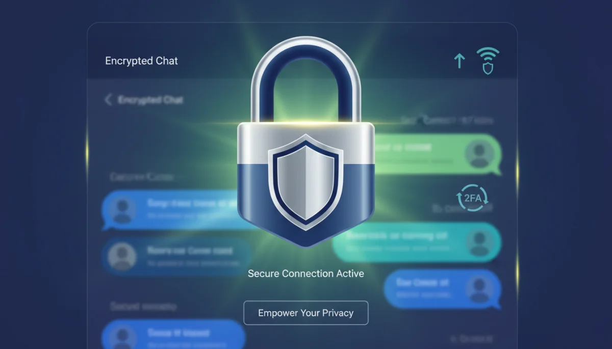 Visualizing strong cybersecurity measures for messaging app users.