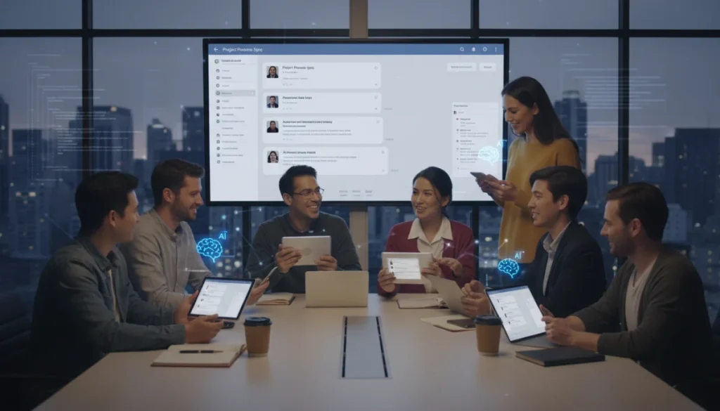 Team collaborating efficiently with AI-powered messaging apps