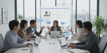 Team collaborating effectively with communication apps to avoid project delays