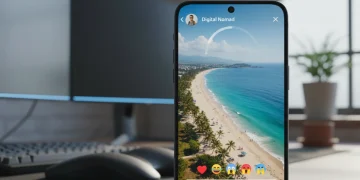 Telegram Stories feature interface on a smartphone, displaying an active story.