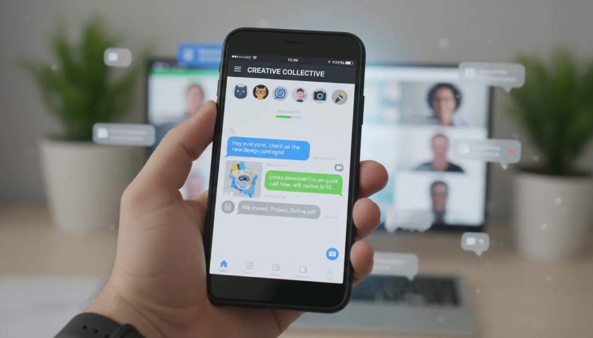 Smartphone screen showing active group chat on a messaging app, highlighting user interaction.